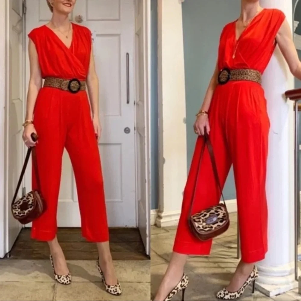 NWT Cabi Uptown Jumpsuit Ankle in Vermilion Red M